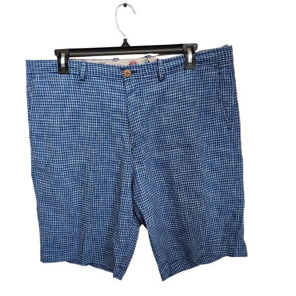 Tommy Bahama Linen Silk Shorts Mens 38 Checkered Chino Summer Mid‎ Rise 40x11 - Picture 1 of 15
